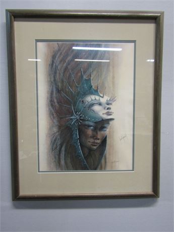 SAINT GENIET (French, 20th century), framed colored limited edition lithograph,