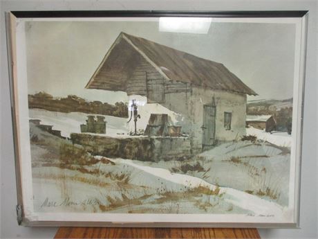 Marc Moon American artist, Signed Watercolor Print "The Pump"
