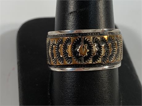 Sterling Silver 12KT Gold Filled Signed Secatero Ring