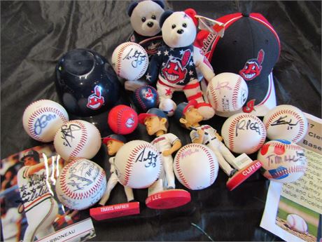 Indians Autographed Collection, Balls, Kids Hat, Bobble Heads, and Dolls