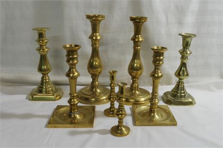 Brass Candle Stick Holders Lot of 4 pairs