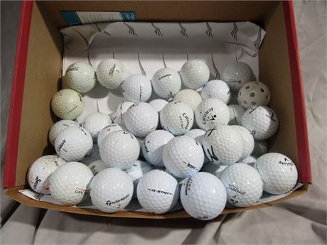 Golf Balls, Shoe Box Full of Assorted Brands