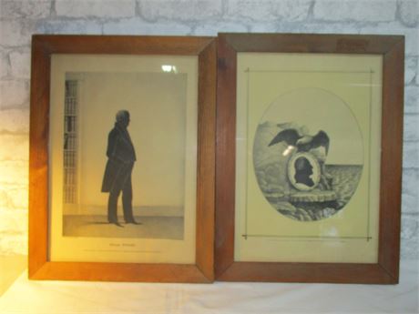 Set of two Historic Prints, Silas Wright and American Eagle