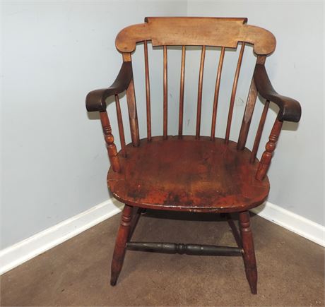 Large Vintage Solid Wood Accent Chair