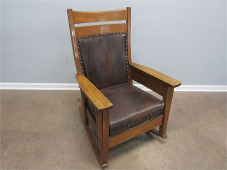 Early Wooden Rocking Chair with Rustic Styling