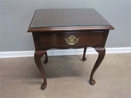 Nightstand with Cabriole Legs and Protective Glass Top