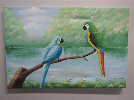 Original Parrot Painting, Signed and Unframed