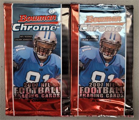 2007 Bowman Chrome Football Lot of 2 Factory Sealed Wax Packs Joe Thomas rookie?