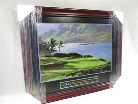 GOALS - Framed Motivational Golf Course Board Print
