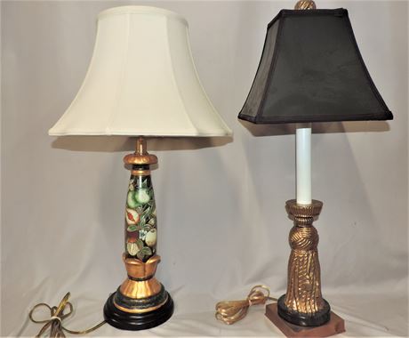 Genuine Brass / Hand Painted / Lamp Set