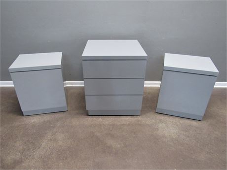 3 Piece Gray Laminate Storage Cabinet Lot
