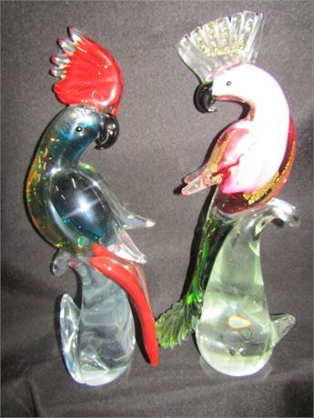Artimino Art Glass Parrots