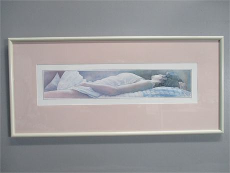 Large Soft Pastel Colored Laying Lady 1980's style