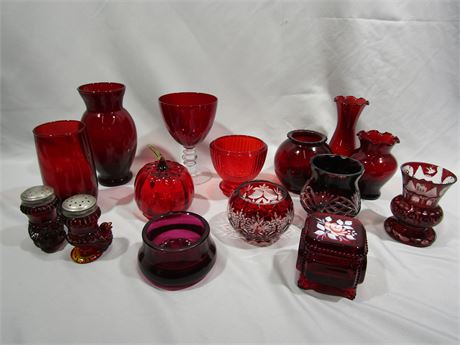 Red Vintage Glassware Collection,