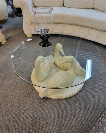 Swan Glass Coffee Table with Round Glass Top