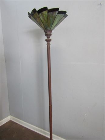 Tall Stained Glass Floor Lamp with Metal Base