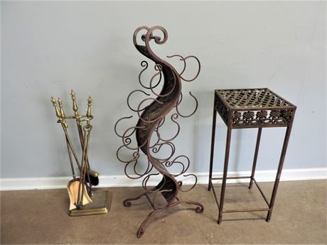 Metal Wine Rack / Plant Stand / Brass Style Fireplace Accessories