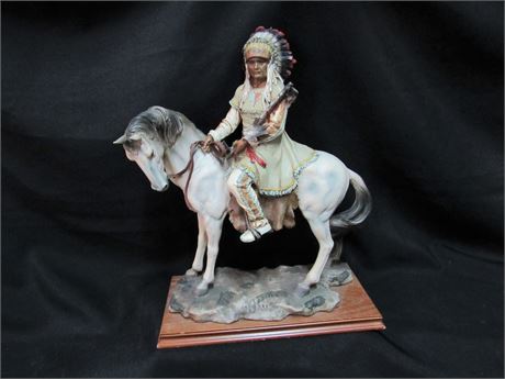 Native American Indian Chief Figurine on Horseback