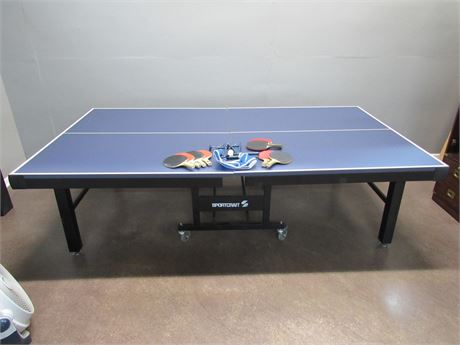Nice Sportscraft Folding Rollaway Ping Pong Table with Accessories