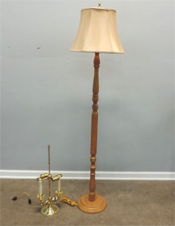 Traditional Style Oak Floor Lamp / Student Lamp