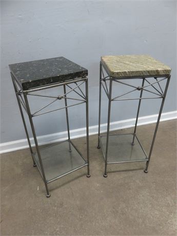 Wrought Iron Granite Top Plant Stands