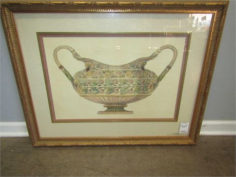 Decorative Urn , Large Print with Gold Ornate Thick Professional Frame