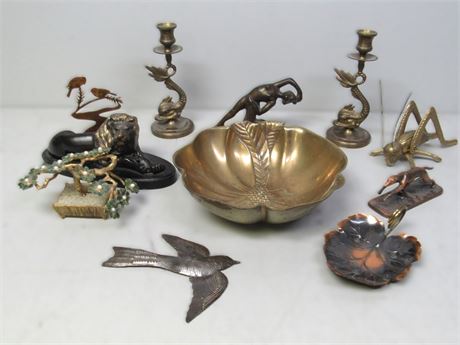 Decorative Lot - Including Art Deco Dancer Bookend by Armor Bronze - 11 Pieces