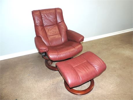 STRESSLESS Faux Leather Reclining Chair / Ottoman
