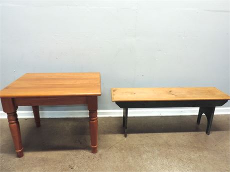 Solid Wood Traditional Bench / Side Table