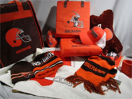Browns Tailgate Collection, Flag, Pillow, Scarf, Hats, Seat Cushions and More !
