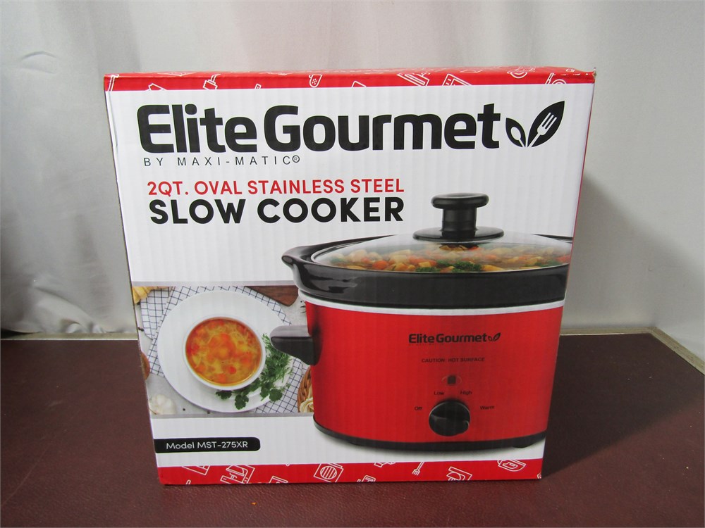 Elite Gourmet Mst-275Xr 2 Qt Oval Slow Cooker, Red