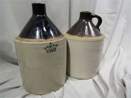 Antique Stoneware Crock Jugs, Marked #1