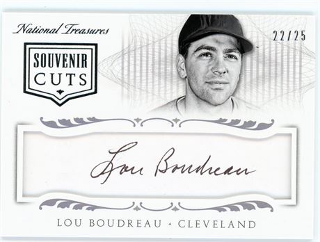 Lou Boudreau Cleveland Indians National Treasures Cut Autograph
