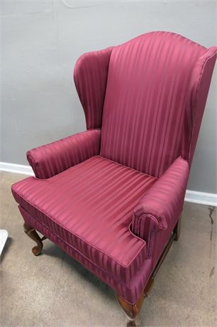 Fairfield Wingback Chair in Embossed Striped Wine color