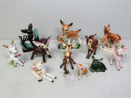 Deer Figurine Lot - NAPCO Japan Lipper & Mann Relco - 12 Pieces