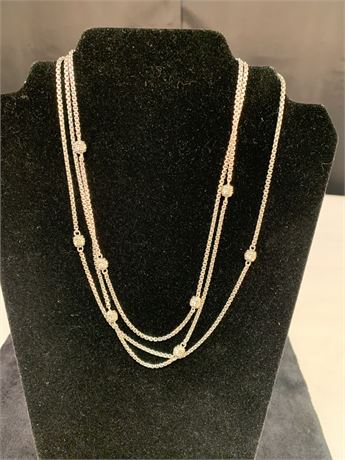 Beautiful Judith Ripka Triple Strand Sterling Silver Necklace