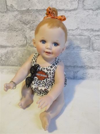 Harley Davidson Baby Doll "Hailey" The Little Biker 8" Franklin Mint Porcelain