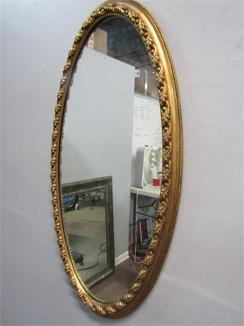 Gold Framed Oval Mirror, Ornate Thick Frame