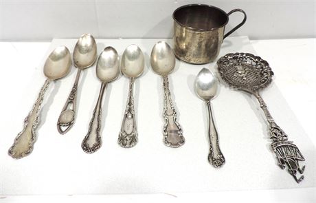 STERLING SILVER SPOONS / CUP / 209 gm.