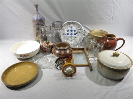 Assorted Glassware and Pottery Lot