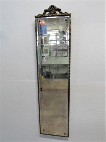 Antique Etched Beveled Glass Trumeau/Pier Mirror