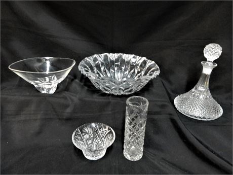 Steuben Crystal Bowl, Candy Dish, Decanter and Vase