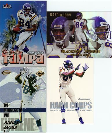 Randy Moss Minnesota Vikings 4 Football Card Lot