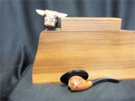 Vintage Fairfax Humidor Pipe Stand and Carved Pipes