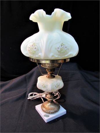 Vintage Fenton Floral Motif Student Lamp