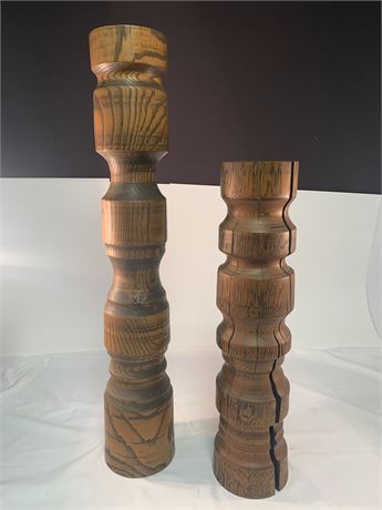 Hand Made Artisan Lathe Turned Wood Candle Holders