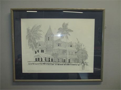 "Southern Most House, Key West" Signed and Framed, Kennedy Art Work