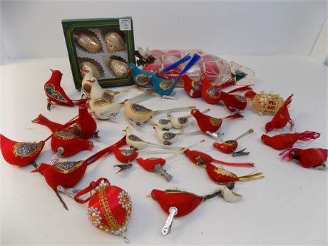 Mid-Century Christmas Holiday "Bird" Ornaments