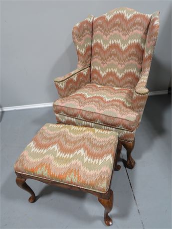 DREXEL Wingback Arm Chair w/Ottoman