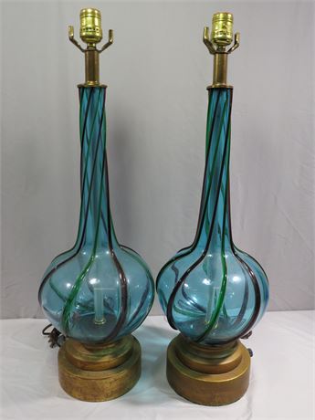 MURANO Art Glass Mid-Century Table Lamps